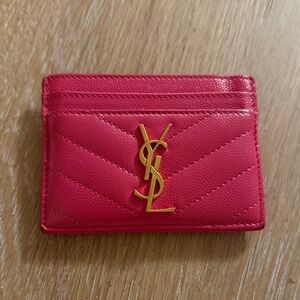 Yves Saint Laurent Fuchsia Card Holder with Gold Logo